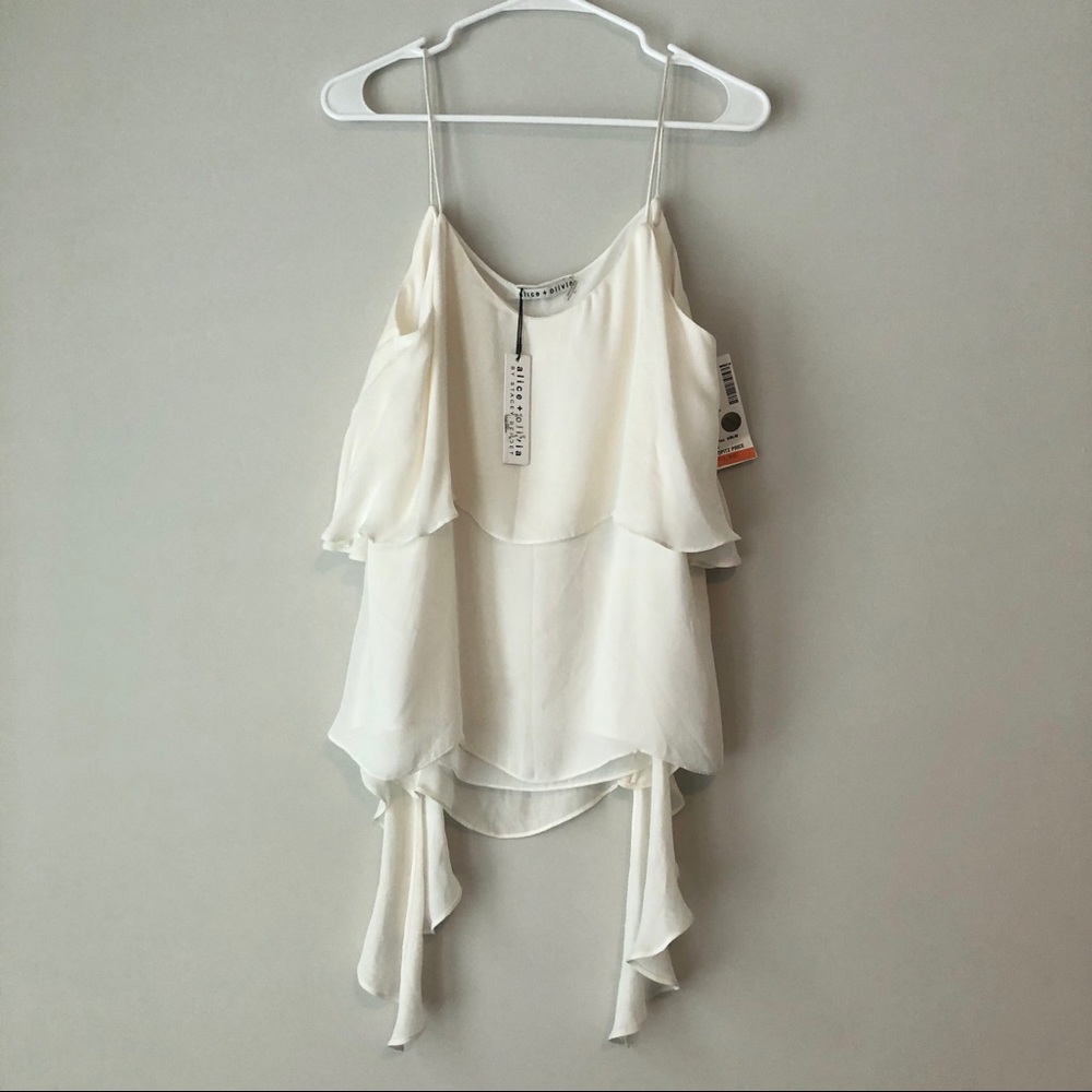 Alice + Olivia Maribel Drape Silk Camisole